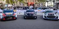 Gruppenfoto: Autos von Hyundai, Toyota, M-Sport-Ford für die WRC-Saison 2024