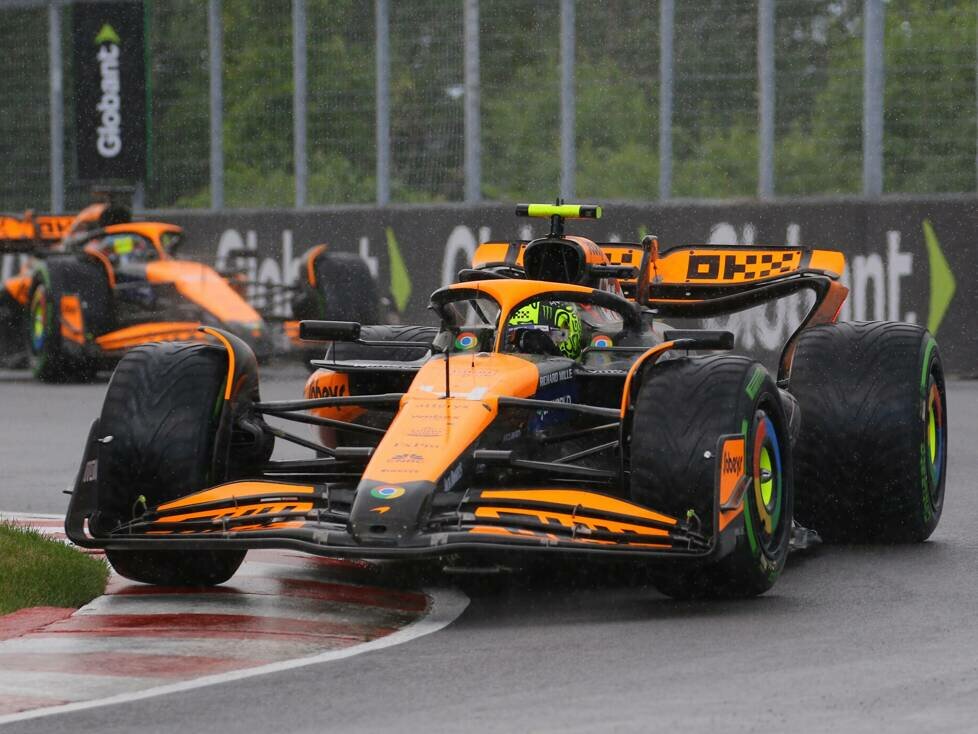 Lando Norris im McLaren vor Teamkollege Oscar Piastri in Kanada 2024