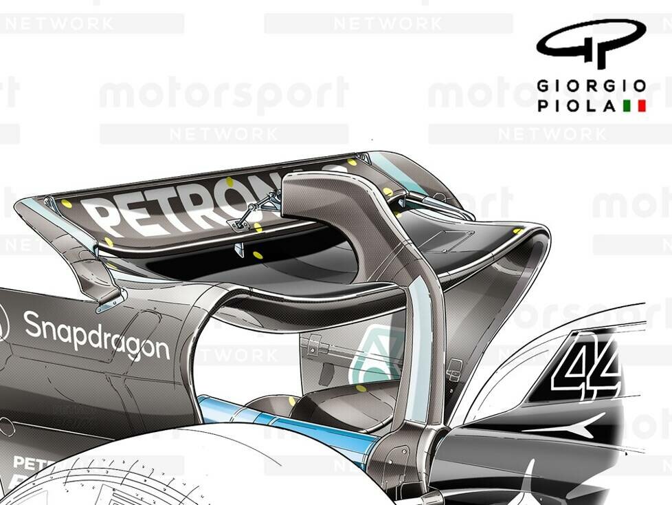 Mercedes-Heckflügel in der Formel-1-Saison 2024