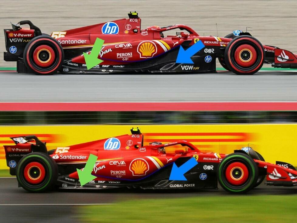 Vergleich der Ferrari-Ausbaustufen in der Formel-1-Saison 2024