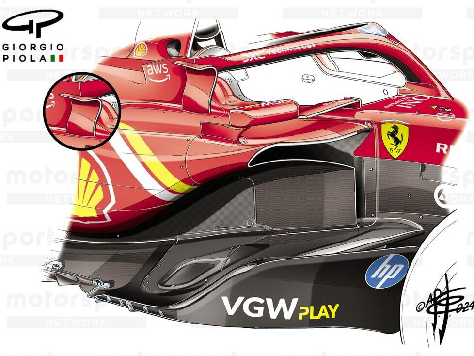 Die Cobra-Winglets am Ferrari SF-24 in der Formel-1-Saison 2024