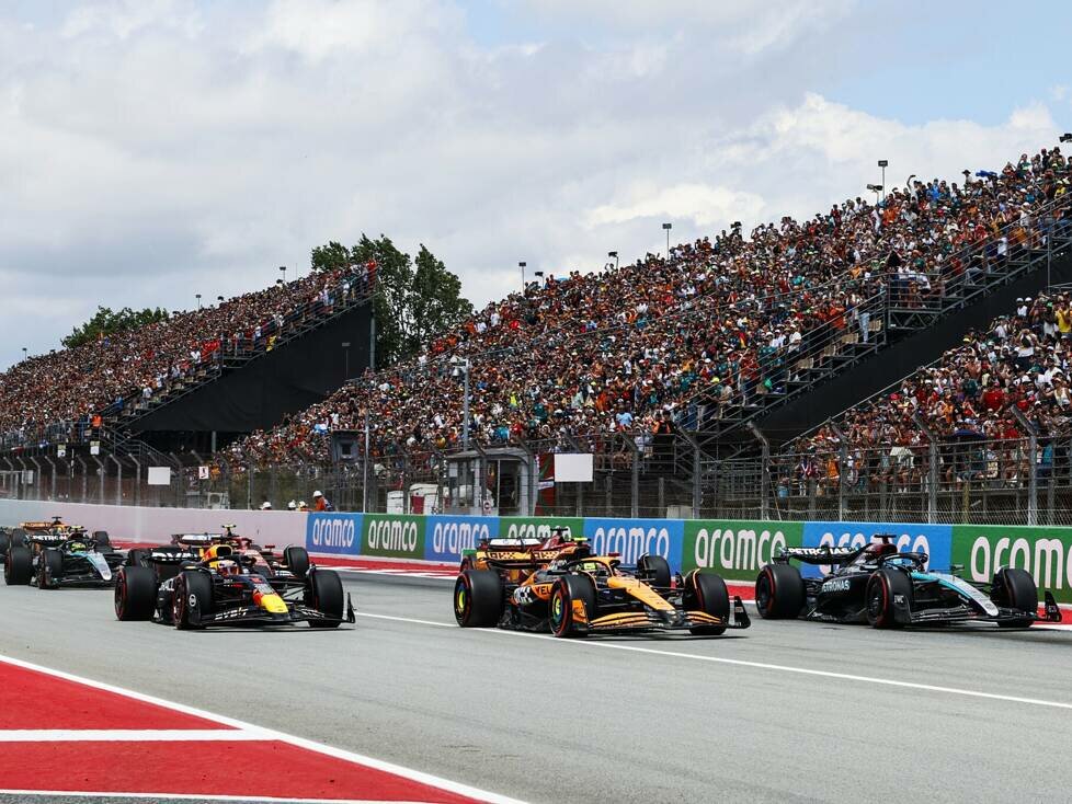 George Russell, Lando Norris, Max Verstappen, Lewis Hamilton, Carlos Sainz