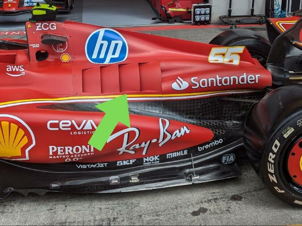 Updates an der Kühlung des Ferrari SF-24 beim Formel-1-Rennen in Spielberg 2024