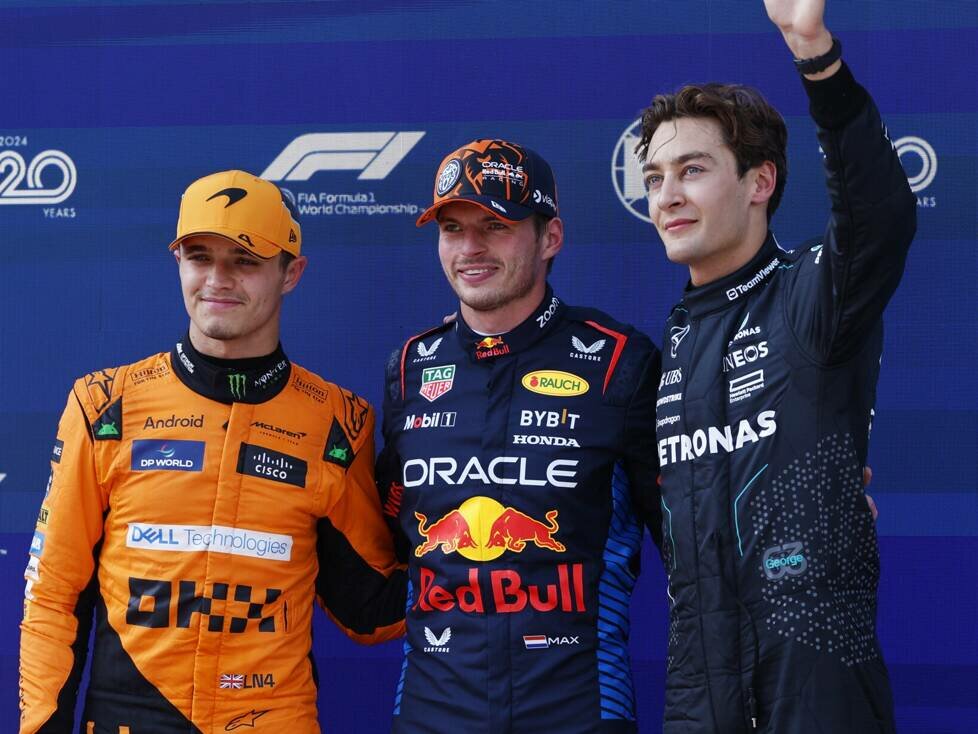 Max Verstappen, Lando Norris, George Russell