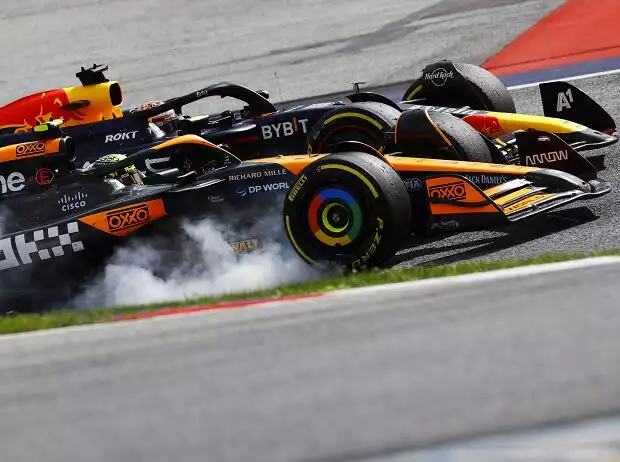 McLaren-Fahrer Lando Norris und Red-Bull-Fahrer Max Verstappen im Zweikampf Titel-Bild zur News: McLaren-Fahrer Lando Norris und Red-Bull-Fahrer Max Verstappen im Zweikampf