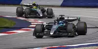 George Russell vor seinem Mercedes-Teamkollegen Lewis Hamilton beim Formel-1-Rennen in Österreich 2024