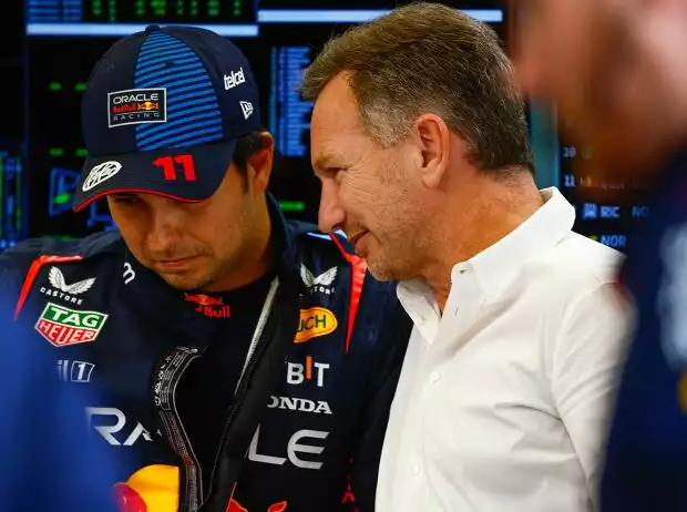 Sergio Perez, Christian Horner Titel-Bild zur News: Sergio Perez, Christian Horner