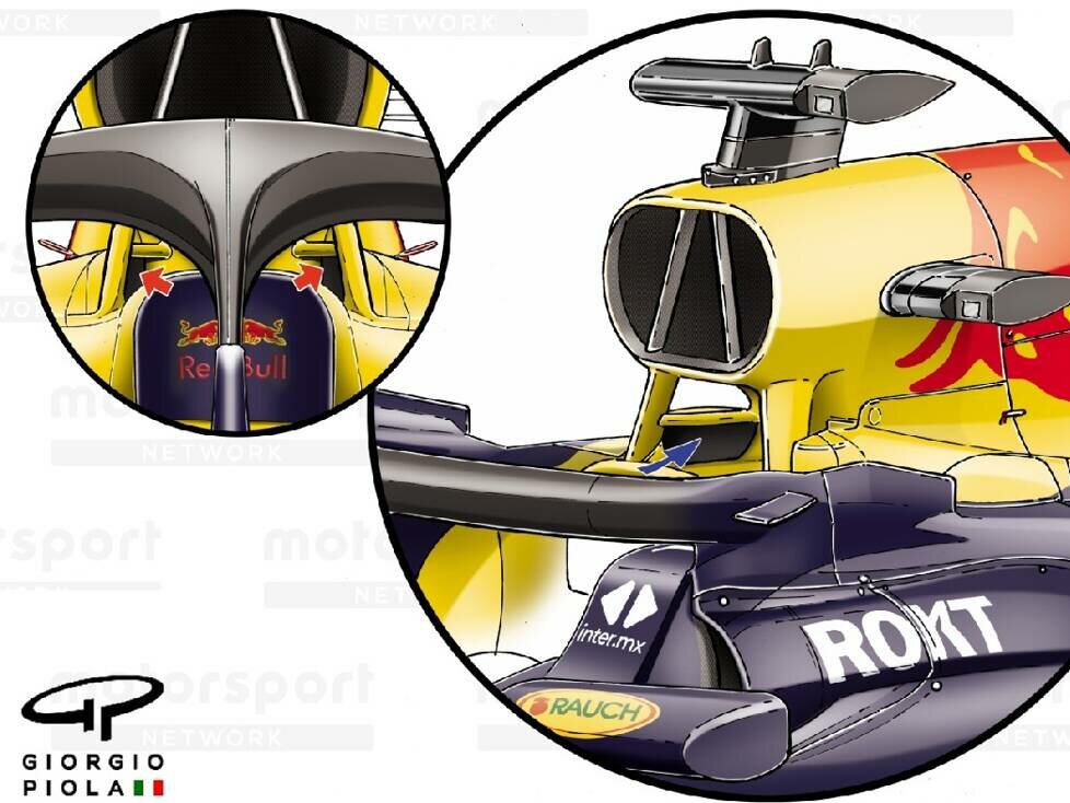 Die neuen Lufteinlässe an der Kopfstütze des Red Bull RB20 in der Saison 2024