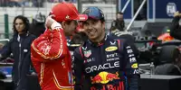 Hat gut lachen: Sergio Perez nach dem Qualifying mit Pole-Mann Charles Leclerc