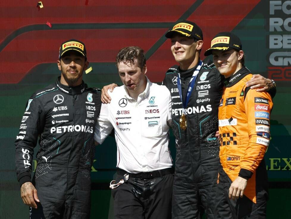Lewis Hamilton, George Russell, Oscar Piastri