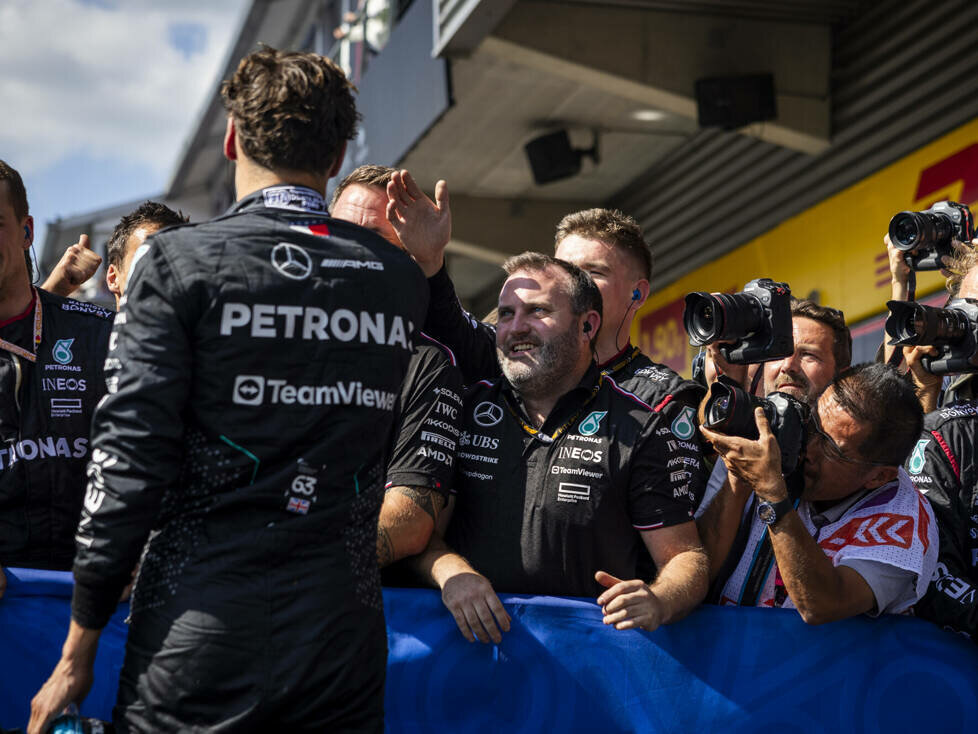 George Russell (Mercedes) nach dem Formel-1-Rennen in Belgien 2024