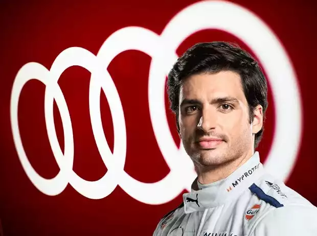 Williams-Fahrer Carlos Sainz vor dem Audi-Logo (Fotomontage) Titel-Bild zur News: Williams-Fahrer Carlos Sainz vor dem Audi-Logo (Fotomontage)