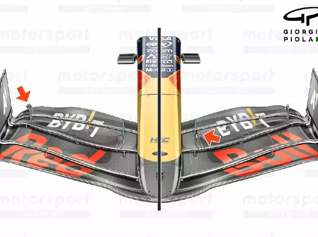Titel-Bild zur News: Unterschiedliche Versionen des Red-Bull-Frontflügels am RB20 2024