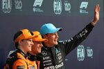 Lando Norris (McLaren), Oscar Piastri (McLaren) und George Russell (Mercedes) 