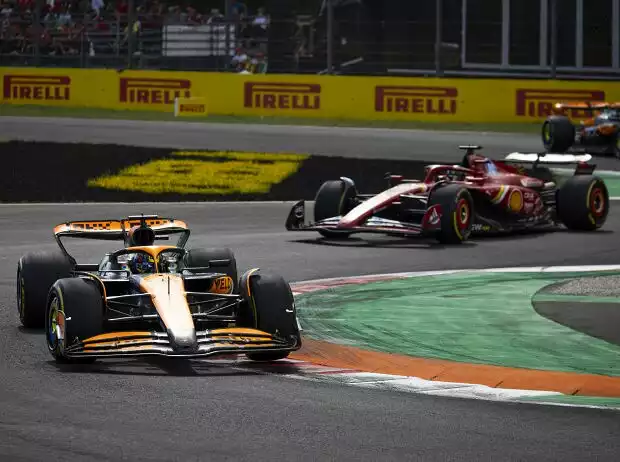 Oscar Piastri (McLaren MCL38), Charles Leclerc (Ferrari SF-24) beim Formel-1-Rennen in Italien 2024 Titel-Bild zur News: Oscar Piastri (McLaren MCL38), Charles Leclerc (Ferrari SF-24) beim Formel-1-Rennen in Italien 2024