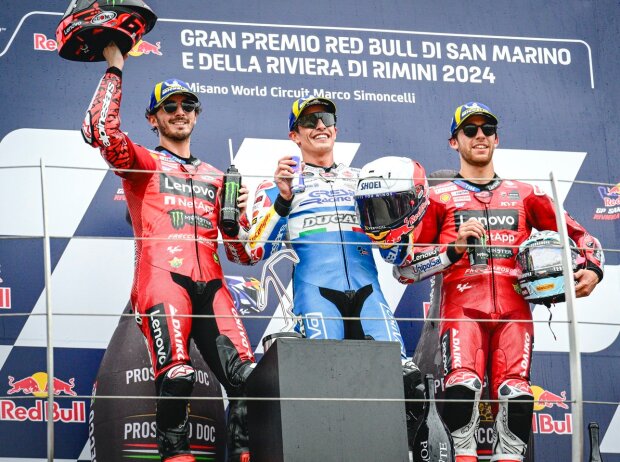 Podium: 1. Marc Marquez, 2. Francesco Bagnaia, 3. Enea Bastianini Podium: 1. Marc Marquez, 2. Francesco Bagnaia, 3. Enea Bastianini