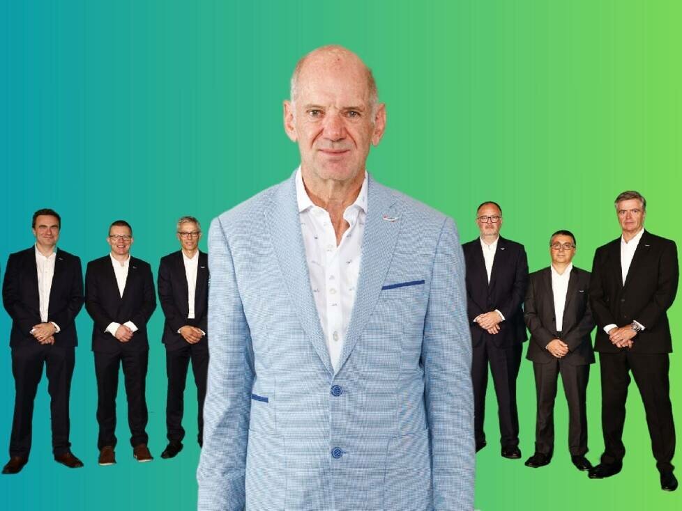 Adrian Newey und die leitenden Angestellten bei Aston Martin (Fotomontage)