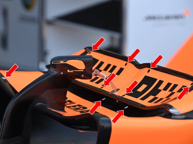 McLaren: Visuelle Referenzpunkte am Heckflügel McLaren: Visuelle Referenzpunkte am Heckflügel