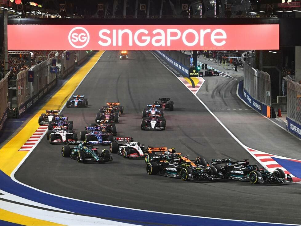 George Russell, Lewis Hamilton, Lando Norris, Kevin Magnussen