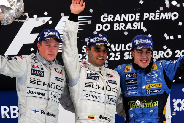 Kimi Räikkönen Juan Pablo Montoya Fernando Alonso McLaren McLaren F1 ~Kimi Räikkönen, Juan Pablo Montoya und Fernando Alonso (Aston Martin) ~ 