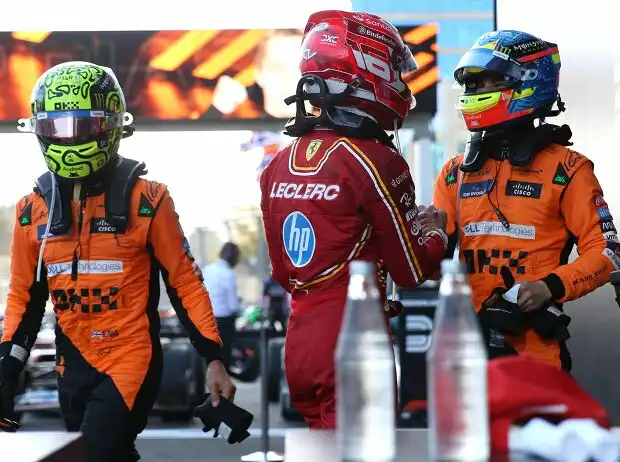 Lando Norris, Charles Leclerc und Oscar Piastri in Baku 2024 Titel-Bild zur News: Lando Norris, Charles Leclerc und Oscar Piastri in Baku 2024