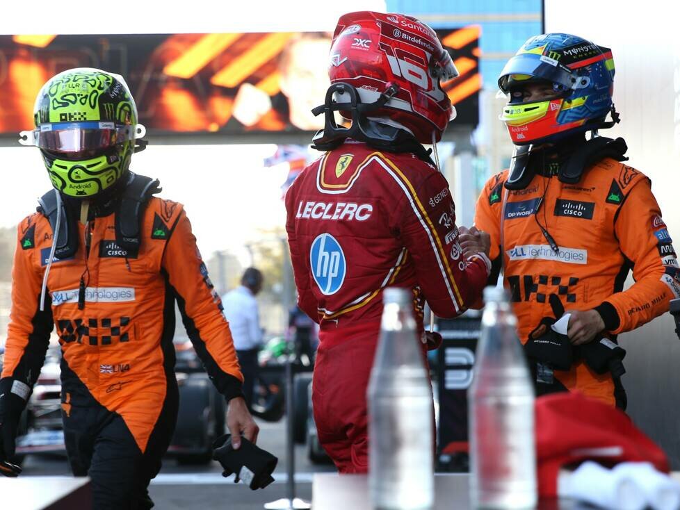 Lando Norris, Charles Leclerc und Oscar Piastri in Baku 2024