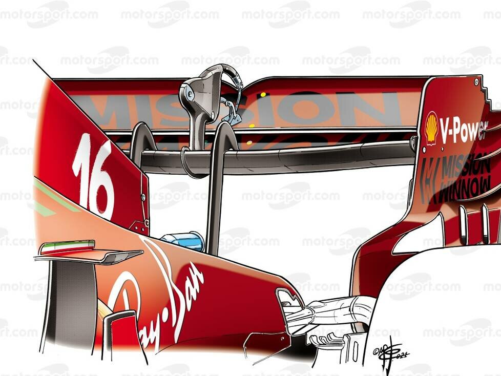 Der Heckflügel am Formel-1-Ferrari aus der Saison 2021