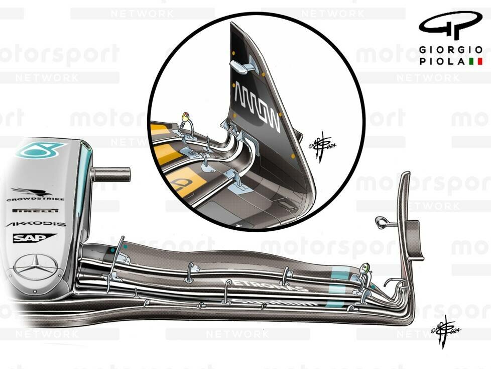 Der Frontflügel am Mercedes W15