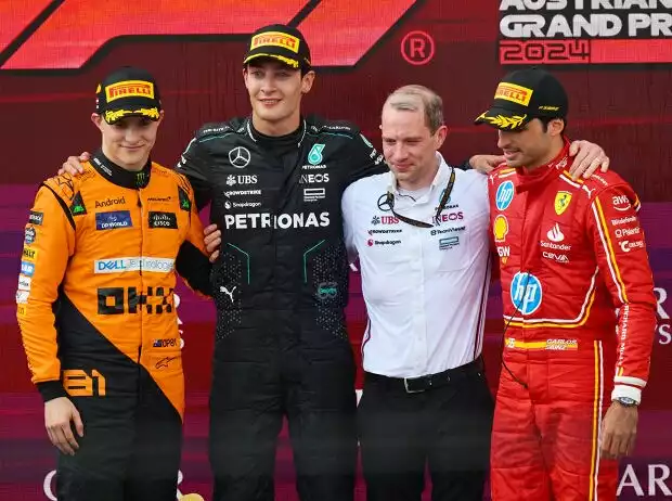 Oscar Piastri, George Russell, Carlos Sainz Titel-Bild zur News: Oscar Piastri, George Russell, Carlos Sainz