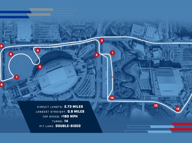 Streckenlayout: Grand Prix of Arlington bei Dallas, Texas für die IndyCar-Saison 2026 Streckenlayout: Grand Prix of Arlington bei Dallas, Texas für die IndyCar-Saison 2026