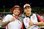 Somkiat Chantra (Honda Team Asia), Mika Mäki und Takaaki Nakagami (LCR) 