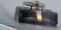 Max Verstappen im Red Bull RB20 auf regennasser Fahrbahn in Brasilien 2024