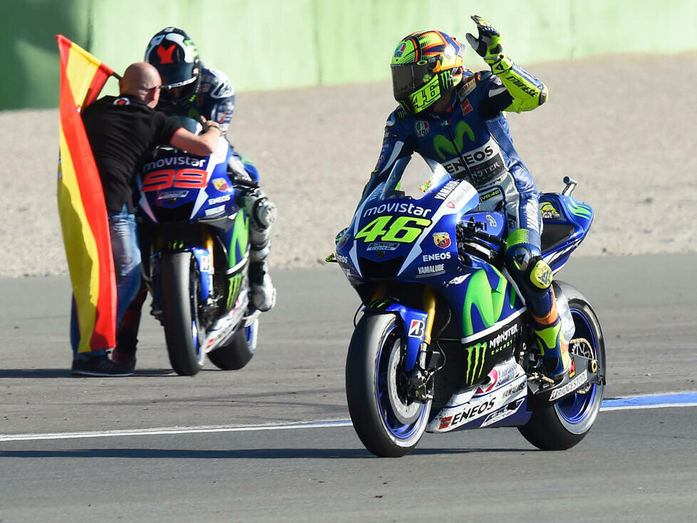 Valentino Rossi, Jorge Lorenzo in Valencia 2015