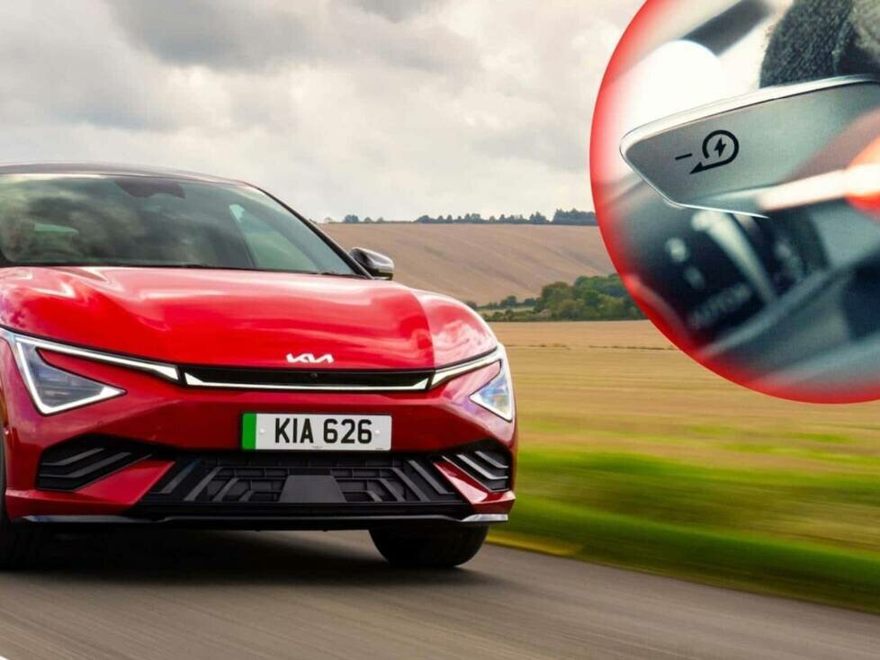Kia EV6 Facelift mit Lenkradpaddles (Collage, als Symbolbild)