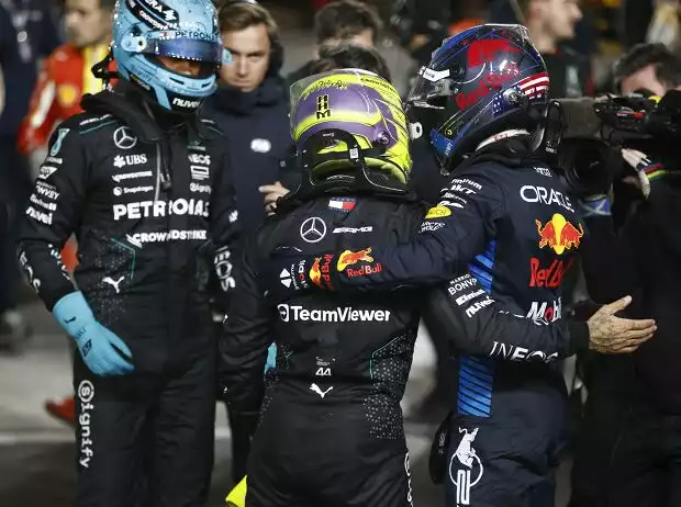 George Russell, Lewis Hamilton, Max Verstappen Titel-Bild zur News: George Russell, Lewis Hamilton, Max Verstappen