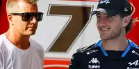 Fotomontage: Kimi Räikkönen und Jack Doohan vor der Startnummer 7