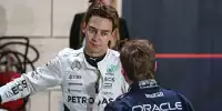 Max Verstappen (Red Bull) und George Russell (Mercedes) beim Formel-1-Rennen in Katar 2024