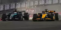George Russell (Mercedes W15) und Oscar Piastri (McLaren MCL38) beim Formel-1-Rennen in Katar 2024
