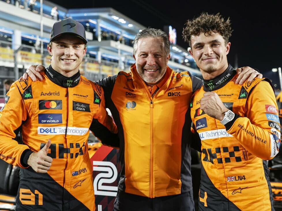Oscar Piastri, Zak Brown, Lando Norris