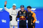 Max Verstappen (Red Bull), George Russell (Mercedes) und Lando Norris (McLaren) 
