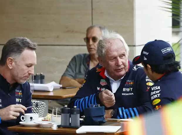 Christian Horner, Helmut Marko, Sergio Perez Titel-Bild zur News: Christian Horner, Helmut Marko, Sergio Perez