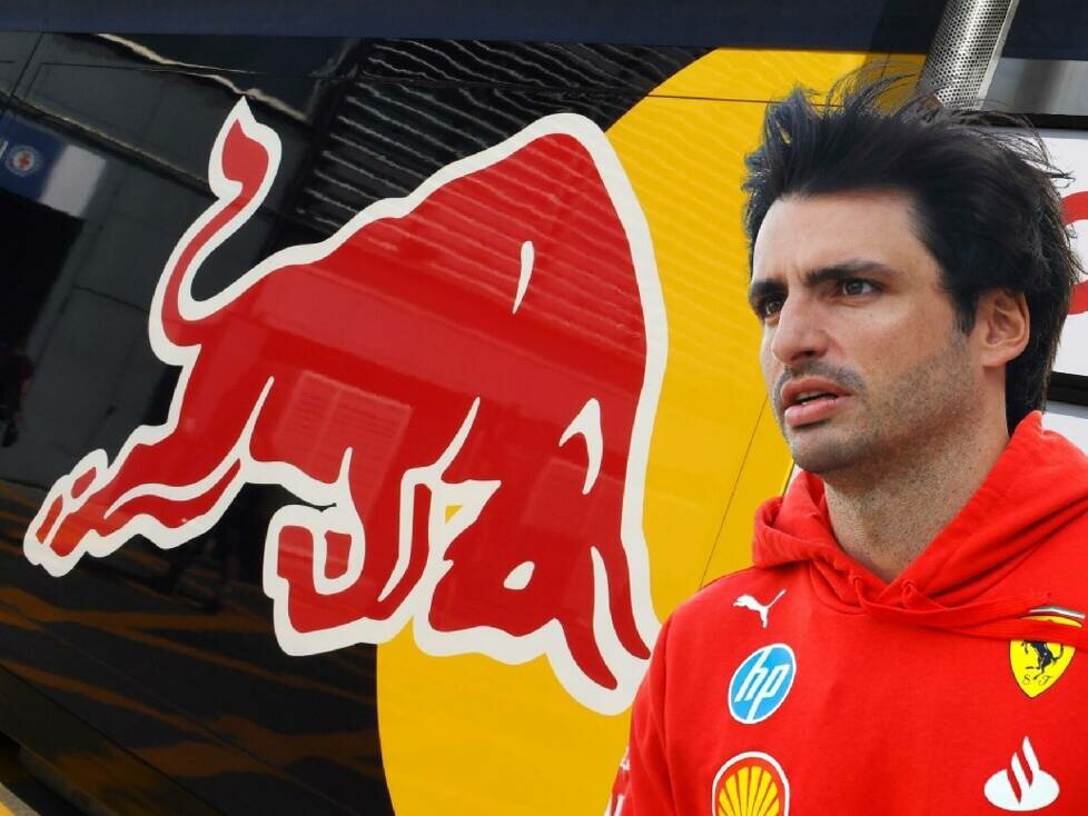 Fotomontage: Carlos Sainz vor einem Red-Bull-Logo