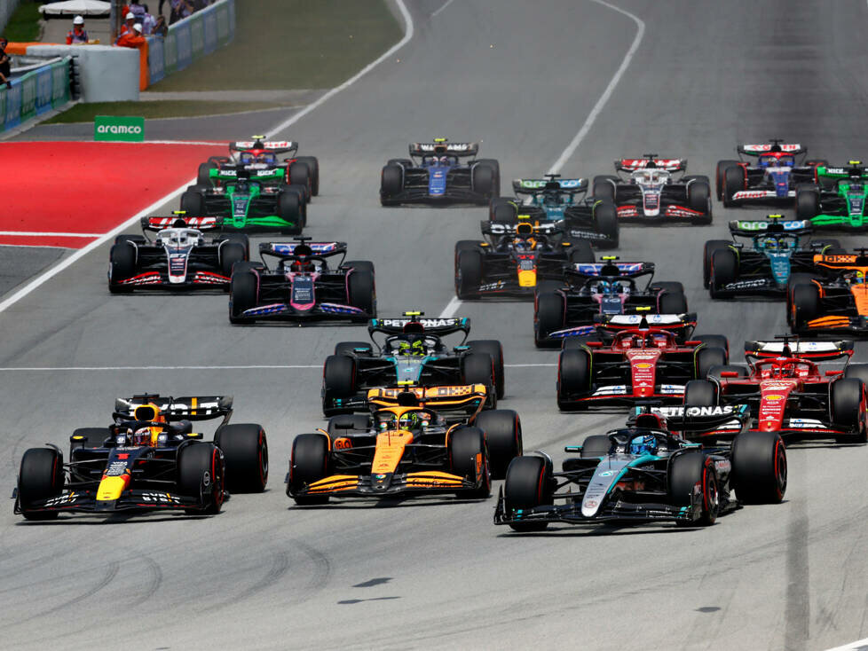 Lando Norris, Max Verstappen, George Russell
