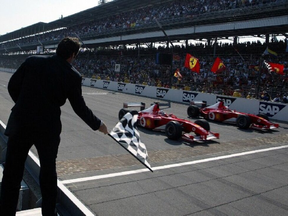 Das Ferrari-Fotofinish beim USA-Grand-Prix 2002 in Indianapolis