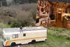 Bild zum Inhalt: Luxus-Camper mit angehobenem Dach war einst langweiliger Schulbus