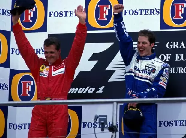 Michael Schumacher, Jacques Villeneuve, David Coulthard Titel-Bild zur News: Michael Schumacher, Jacques Villeneuve, David Coulthard