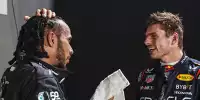 Lewis Hamilton und Max Verstappen im Parc ferme nach einem Formel-1-Rennen