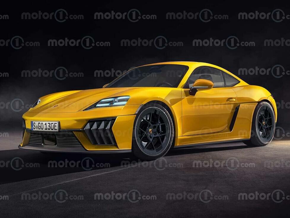 Porsche 718 Cayman Elektro im Motor1-Rendering