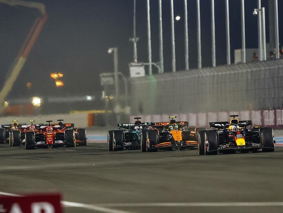 Max Verstappen, Lando Norris, George Russell, Charles Leclerc