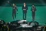 Andrea Kimi Antonelli (Mercedes), George Russell (Mercedes) und Toto Wolff 